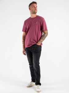ONLY&SONS T-shirt regular con piccola stampa ricamata ABE 22030582 Maroon (2)