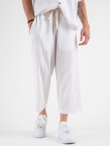 TOKYO Coordinato in misto lino con camicia MM + Pantalaccio morbido JAPAN Bianco (1)