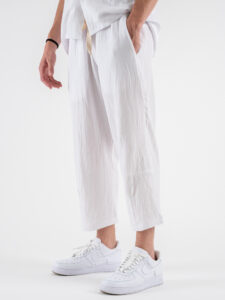 TOKYO Coordinato in misto lino con camicia MM + Pantalaccio morbido JAPAN Bianco (2)