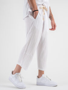 TOKYO Coordinato in misto lino con camicia MM + Pantalaccio morbido JAPAN Bianco (3)