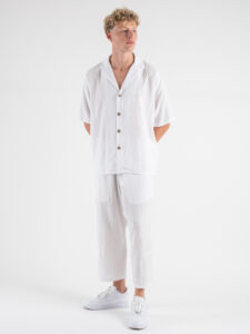 TOKYO Coordinato in misto lino con camicia MM + Pantalaccio morbido JAPAN Bianco (6)