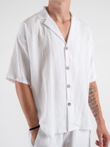 TOKYO Coordinato in misto lino con camicia MM + Pantalaccio morbido JAPAN Bianco (7)