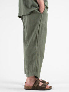 TOKYO Coordinato in misto lino con camicia MM + Pantalaccio morbido JAPAN Militare (3)
