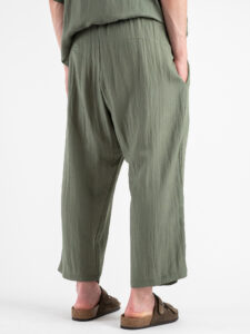 TOKYO Coordinato in misto lino con camicia MM + Pantalaccio morbido JAPAN Militare (4)
