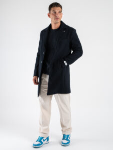 BERNA Cappotto lungo con bottoni 246067 Blu (5)