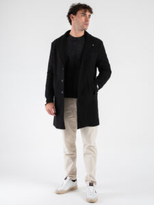 BERNA Cappotto lungo con bottoni 246067 Nero (2)
