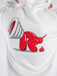 BERNA Felpa con cappuccio e stampa BALLOONS 246305 Panna (7)