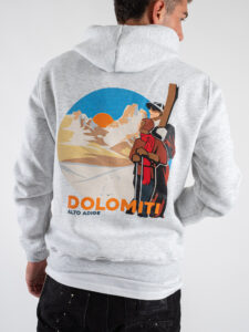 BERNA Felpa con cappuccio e stampa schiena DOLOMITI 246307 Grigio Melange (3)