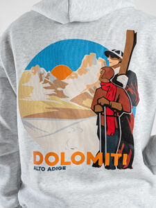 BERNA Felpa con cappuccio e stampa schiena DOLOMITI 246307 Grigio Melange (4)
