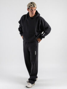 BERNA Felpa felpata boxy fit con cappuccio oblò 252021 Piombo (1)