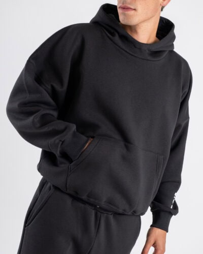 BERNA Felpa felpata boxy fit con cappuccio oblò 252021 Piombo