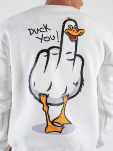BERNA Felpa girocollo stampa duck you fronte:retro 246246 Panna1
