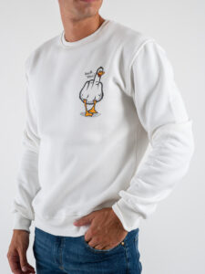BERNA Felpa girocollo stampa duck you fronte:retro 246246 Panna3
