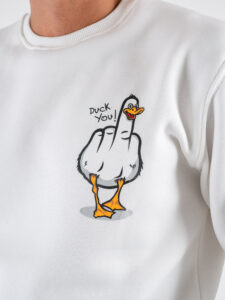 BERNA Felpa girocollo stampa duck you fronte:retro 246246 Panna4