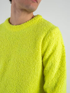 BERNA Maglione girocollo bouclè misto lana 233050 Giallo fluo (3)