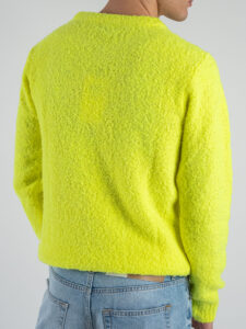 BERNA Maglione girocollo bouclè misto lana 233050 Giallo fluo (4)