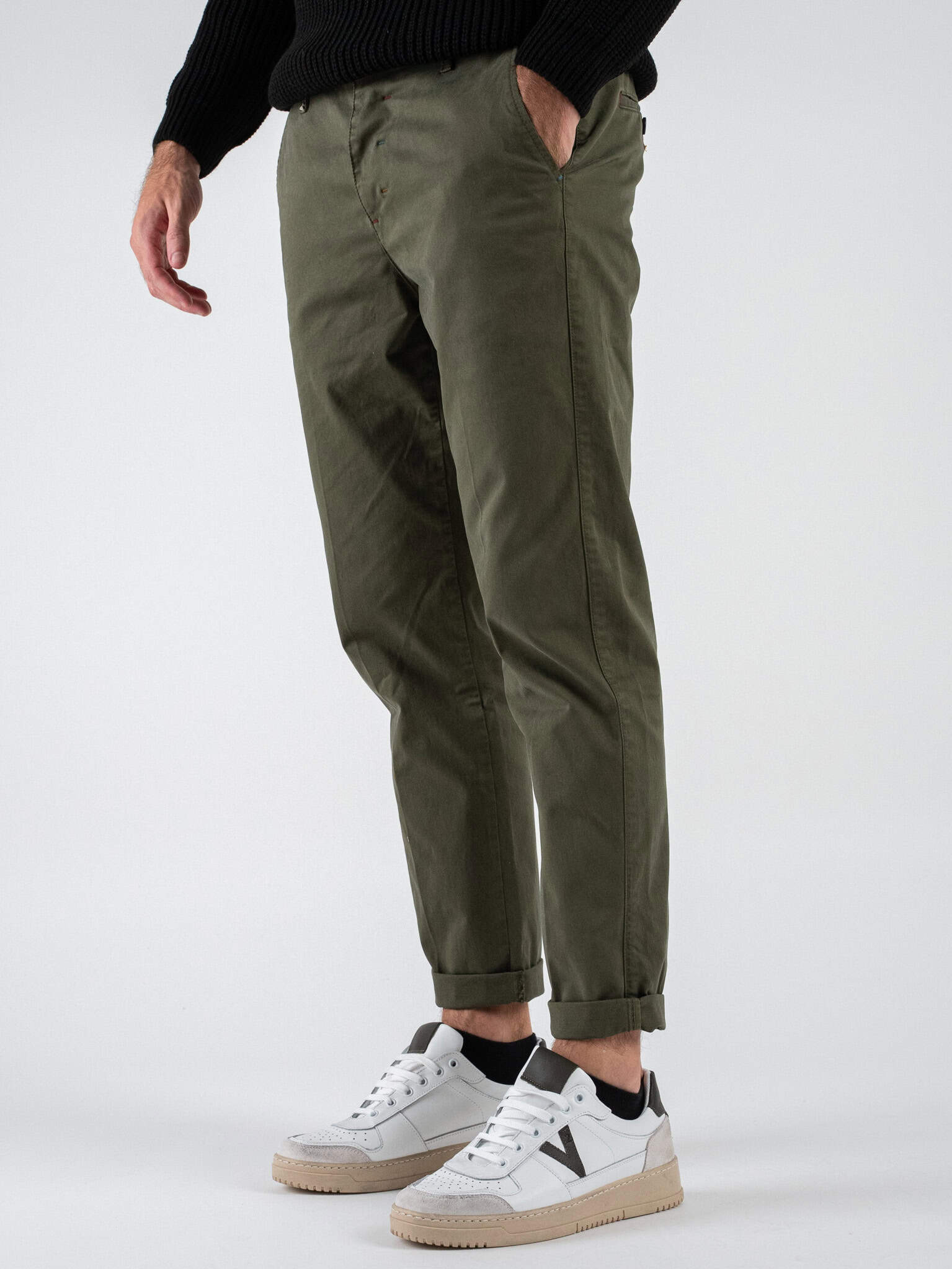 BERNA Pantalone chinos in cotone 246225 Avocado