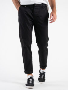 BERNA Pantalone chinos in cotone 246225 Nero (4)