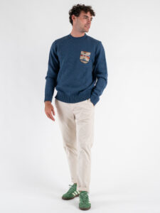 BERNA Pantalone chinos in cotone 246225 Panna (2)
