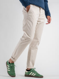 BERNA Pantalone chinos in cotone 246225 Panna (5)