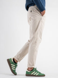 BERNA Pantalone chinos in cotone 246225 Panna (6)