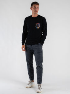 BERNA Pantalone cropped morbido con pinces 246097 Grafite (2)