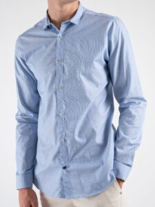 BL.11 Camicia in cotone con colletto microriga Azzurro 42310330 (1)