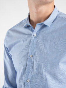 BL.11 Camicia in cotone con colletto microriga Azzurro 42310330 (3)