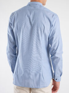 BL.11 Camicia in cotone con colletto microriga Azzurro 42310330 (4)