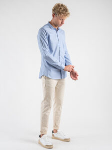 BL.11 Camicia in cotone con colletto microriga Azzurro 42310330 (5)