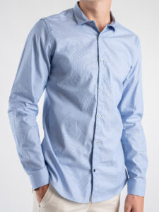 BL.11 Camicia in cotone con colletto microriga Azzurro 42310330 (6)