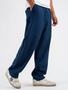 Coordinato Camicia con tasca frontale + Pantalone baggy fit con coulisse 7760 Blu (10)