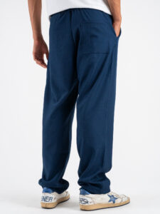 Coordinato Camicia con tasca frontale + Pantalone baggy fit con coulisse 7760 Blu (12)
