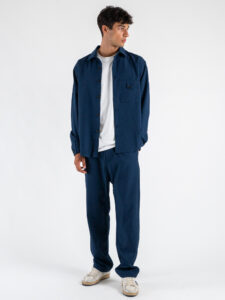 Coordinato Camicia con tasca frontale + Pantalone baggy fit con coulisse 7760 Blu (2)