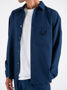 Coordinato Camicia con tasca frontale + Pantalone baggy fit con coulisse 7760 Blu (3)