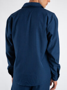 Coordinato Camicia con tasca frontale + Pantalone baggy fit con coulisse 7760 Blu (7)