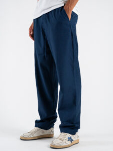 Coordinato Camicia con tasca frontale + Pantalone baggy fit con coulisse 7760 Blu (9)