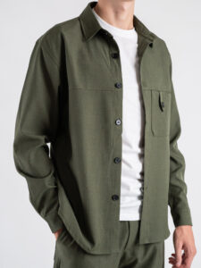 Coordinato Camicia con tasca frontale + Pantalone baggy fit con coulisse 7760 Verde (3)