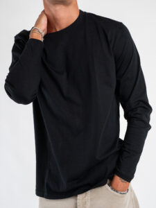 GIANNI LUPO T-shirt in cotone basica a manica lunga GL523L Black (2)