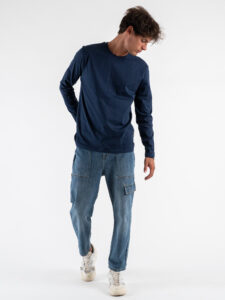 GIANNI LUPO T-shirt in cotone basica a manica lunga GL523L Navy (2)