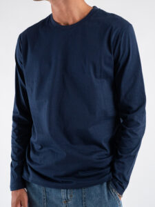 GIANNI LUPO T-shirt in cotone basica a manica lunga GL523L Navy (4)