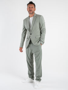 IMPERIAL Pantalone da abito con gamba lunga, morbida ed elastico in vita P5441P4929 Salvia (2)