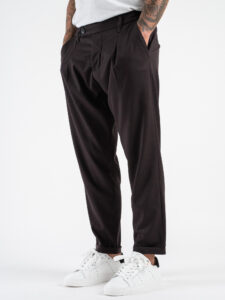 IMPERIAL Pantalone da abito con gamba morbida e pinces PD9CIBV Moro (2)