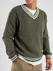ONLY&SONS Maglione tennis con scollo v LIMA 22031007 Dusty Olive2