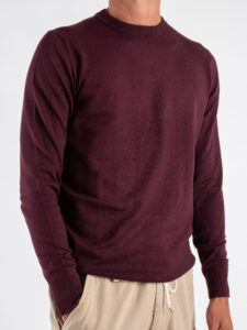OVER-D Maglione girocollo basico M01 Bordeaux (1)