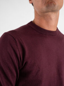 OVER-D Maglione girocollo basico M01 Bordeaux (2)