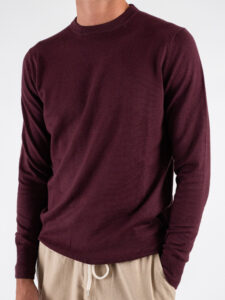 OVER-D Maglione girocollo basico M01 Bordeaux (3)