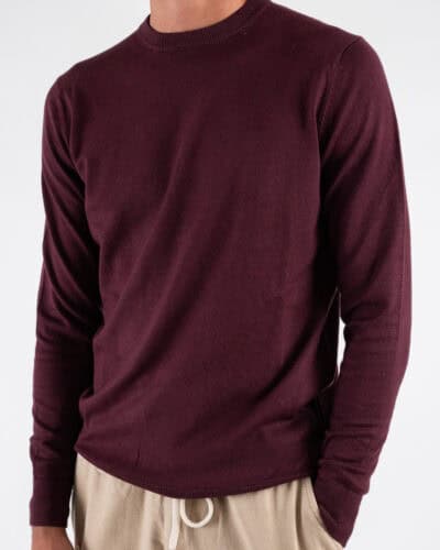 OVER-D Maglione girocollo basico M01 Bordeaux