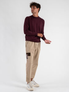 OVER-D Maglione girocollo basico M01 Bordeaux (5)