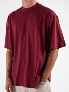 OVER-D T-shirt basica in cotone oversize con taglio boxing OE1F2W4T04 Bordeaux (1)